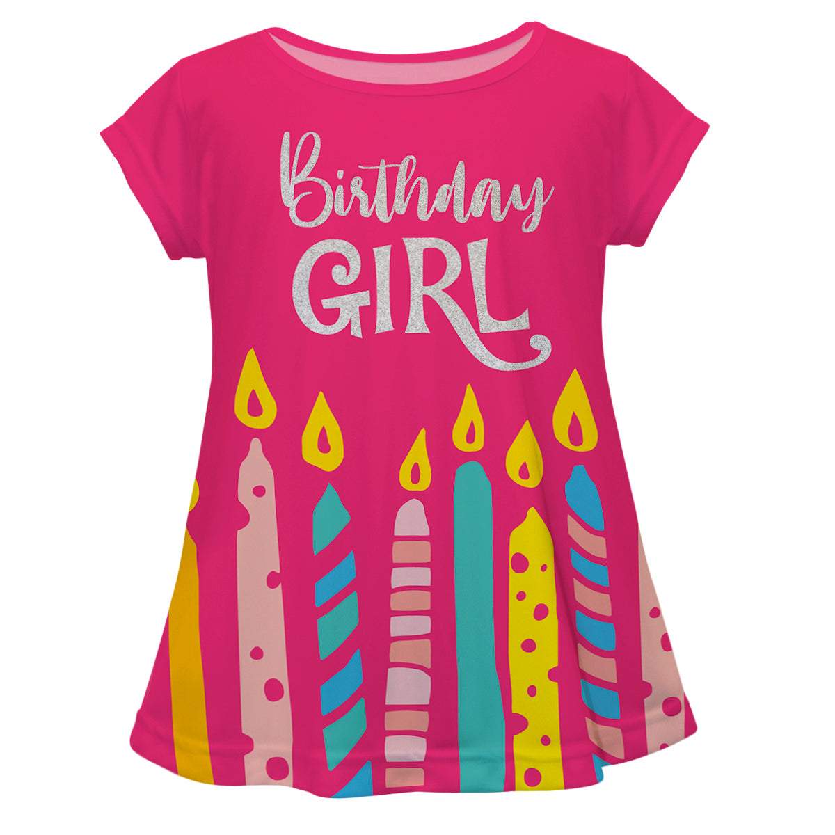Birthday Girl Candles Hot Pink Short Sleeve Laurie Top