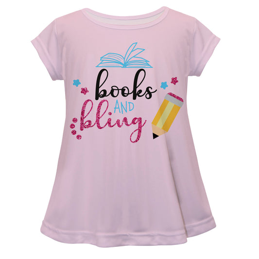 Books And Bling Light Pink Short Sleeve Laurie Top