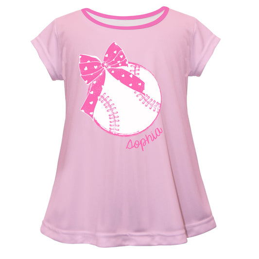 Baseball Personalized Name Pink Short Sleeve Laurie Top