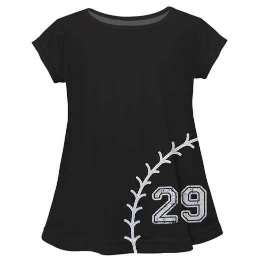 Baseball Personalized Number Black Short Sleeve Laurie Top