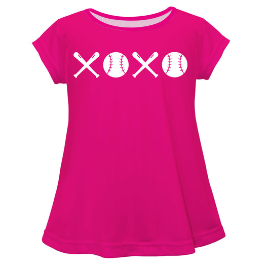 Baseball Hot Pink Short Sleeve Laurie Top
