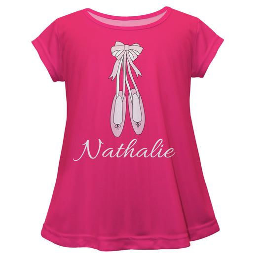 Ballerina Shoes Personalized Name Hot Pink Short Sleeve Laurie Top