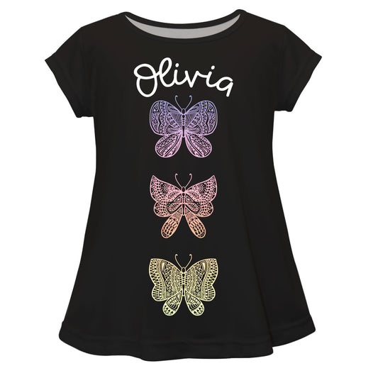 Butterflyes Name Black Short Sleeve Laurie Top