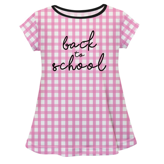 Back To Scool Pink Check Short Sleeve Laurie Top