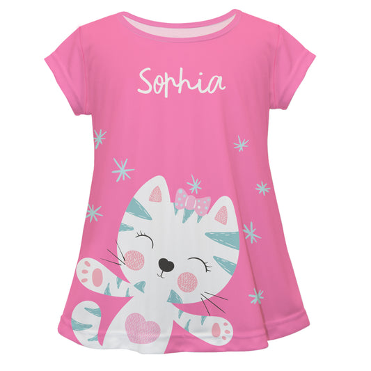 Cat Stars Name Pink Short Sleeve Laurie Top
