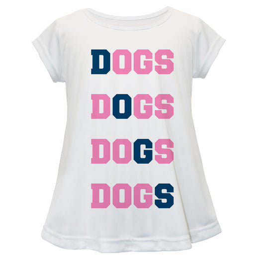 Dogs White Pink and Navy Short Sleeve Laurie Top