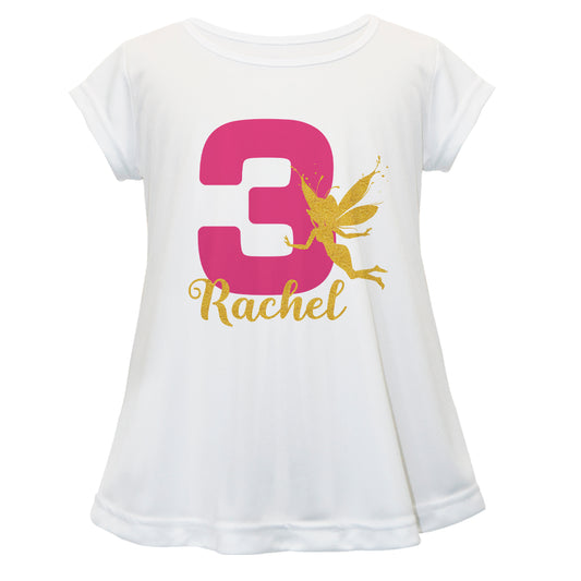 Fairy Personalized Name and Your Age White Short Sleeve Laurie Top