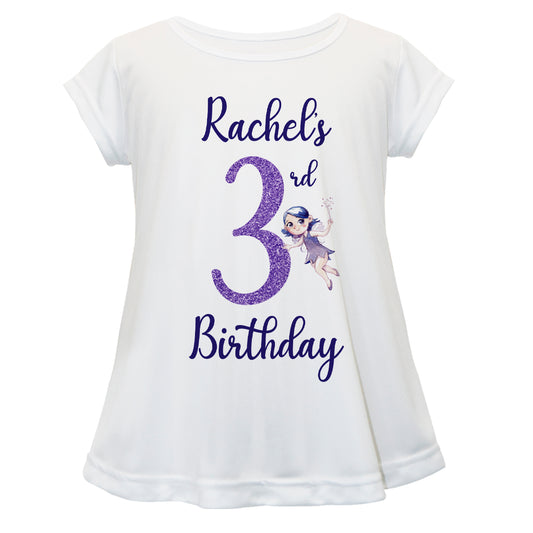 Birthday Personalized Name and Your Age White Short Sleeve Laurie Top
