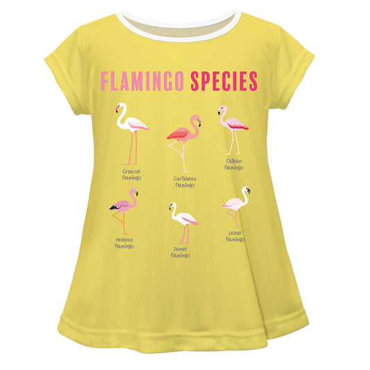 Flamingo Species Yellow Short Sleeve Laurie Top