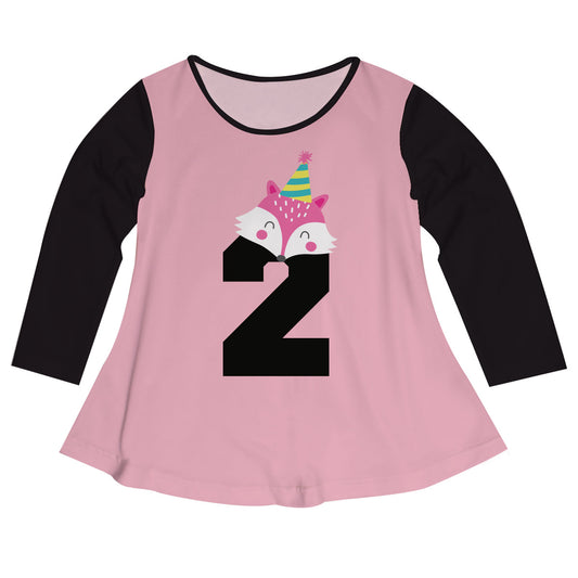 Fox Number Pink and Black Long Sleeve Laurie Top