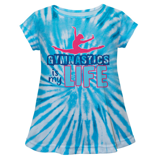 Gymnastics Is My Life Blue and White Tie Dye Short Sleeve Laurie Top
