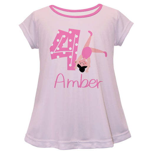 Gymnast Personalized Name and Age Pink Short Sleeve Laurie Top
