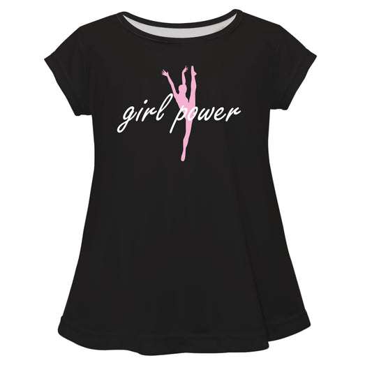 Girl Power Dance Silhouette Black Short Sleeve Laurie Top