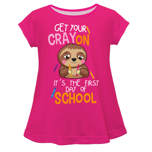 Get Your Crayon Hot Pink Short Sleeve Laurie Top