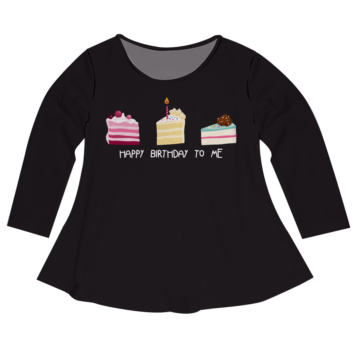 Happy Birthday To Me Black Long Sleeve Laurie Top