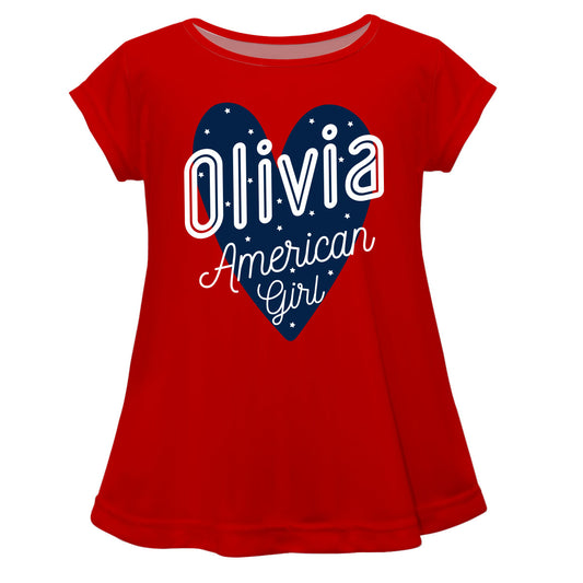 American Girl Name Red Short Sleeve Laurie Top