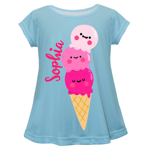 Ice Cream Name Light Blue Short Sleeve Laurie Top