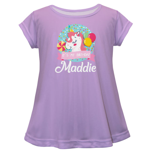 It´s My Birthday Name Purple Short Sleeve Laurie Top