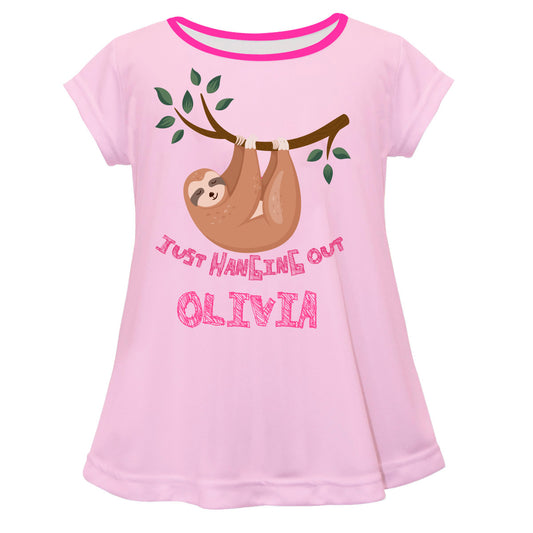 Just Hanging Out Name Pink Short Sleeve Laurie Top