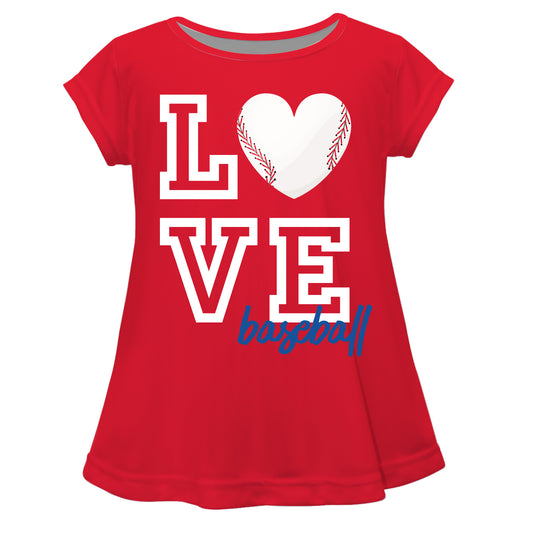 Love Baseball Red Short Sleeve Laurie Top