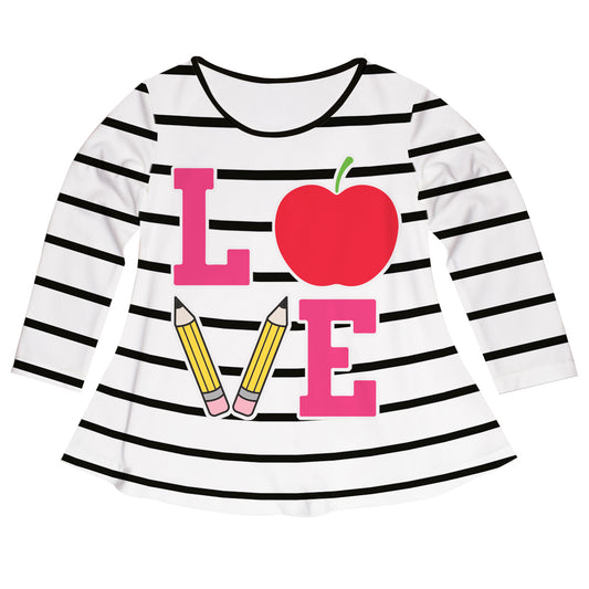 Love Apple White And Black Long Sleeve Laurie Top