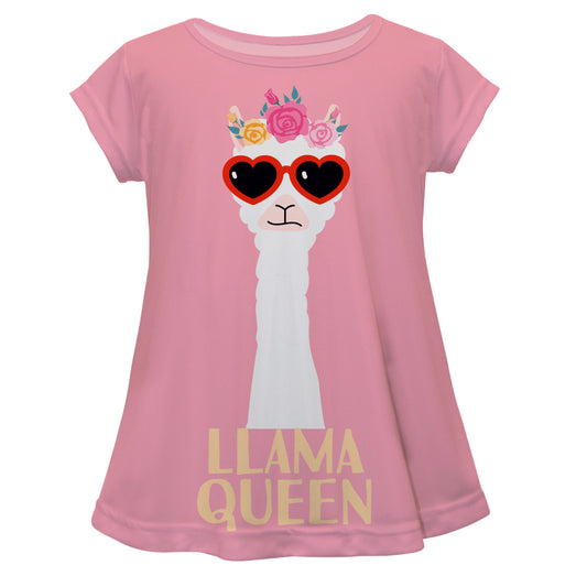 Llama Queen Pink Short Sleeve Laurie Top