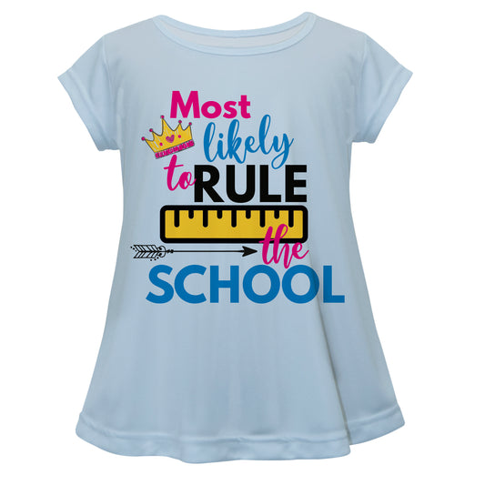 Most Likely To Rule The School Light Blue Short Sleeve Laurie Top