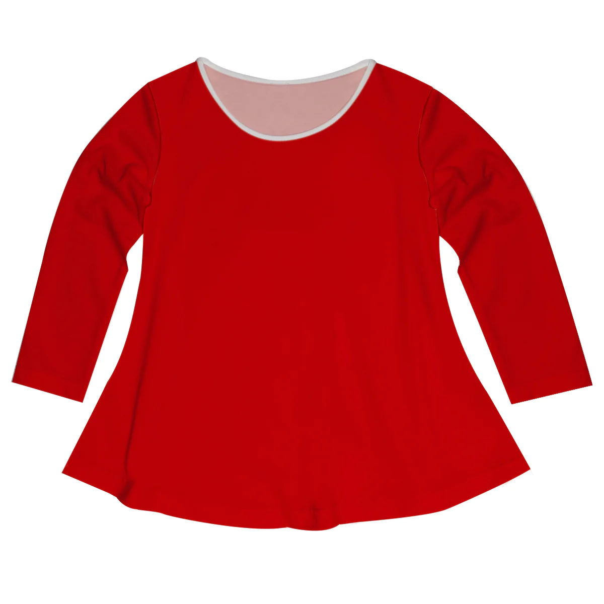 Girls red solid blouse with monogram - Wimziy&Co.