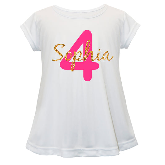 Perosnalized Name and Your Age White Short Sleeve Laurie Top