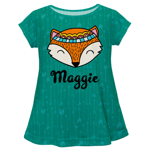 Fox Name Turquoise Short Sleeve Laurie Top