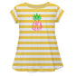 Pineapple Monogram Yellow and  White Stripes Short Sleeve Laurie Top