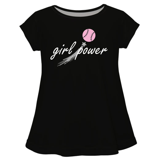 Girl Power Baseball Black Short Sleeve Laurie Top