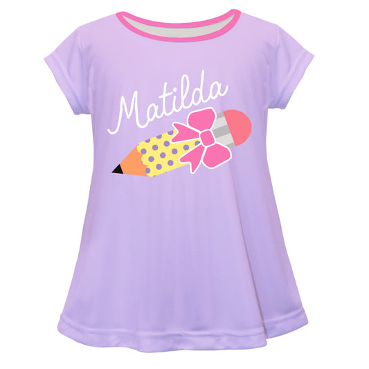Pencil and Bow Name Purple Short Sleeve Laurie Top