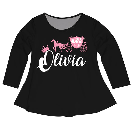 Princess Carriage Name Black Long Sleeve Laurie Top