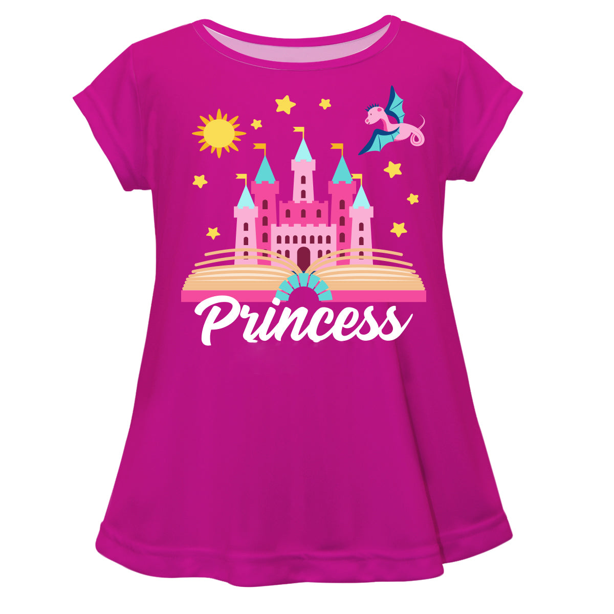Princess and Personalized Name Hot Pink Short Sleeve Laurie  Top - Wimziy&Co.