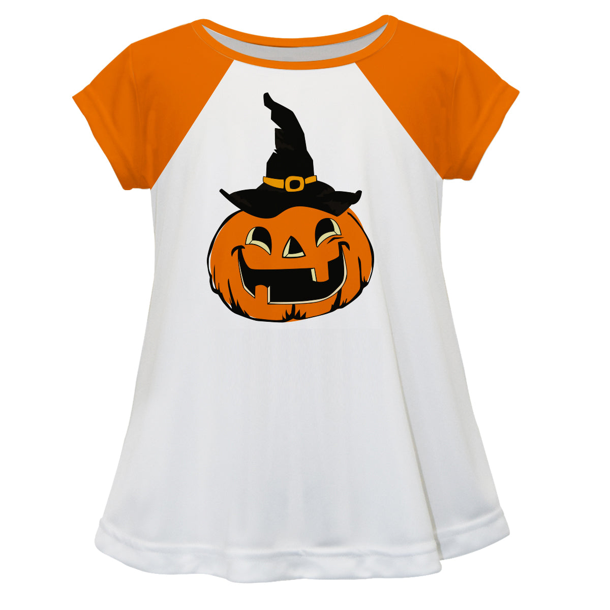 Girls white and orange jack o lantern blouse with name - Wimziy&Co.