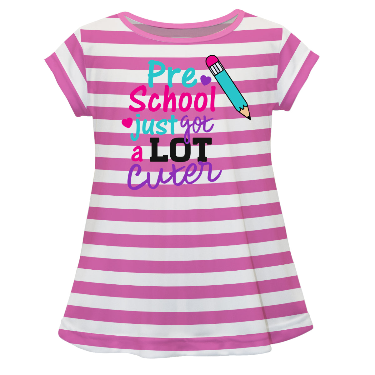 Pre School Pink and White Stripes Short Sleeve Laurie Top