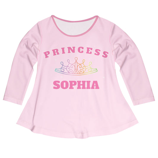 Princess Personalized Name Pink Long Sleeve Laurie Top