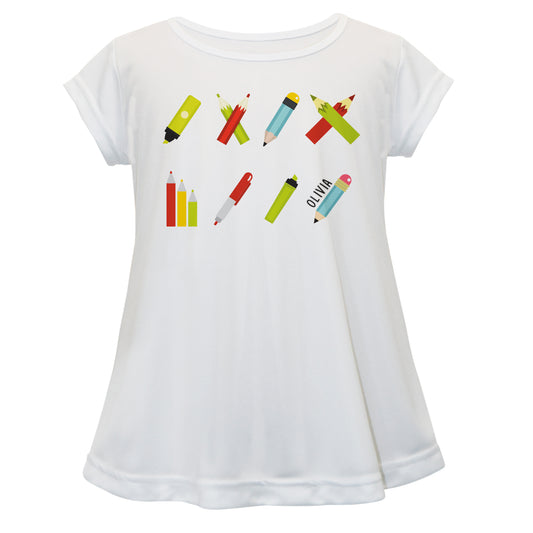 Pencils Name White Short Sleeve Laurie Top