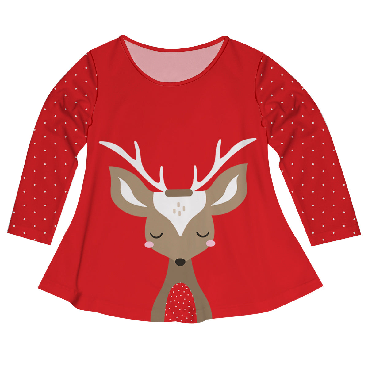Girls red reindeer blouse with name - Wimziy&Co.