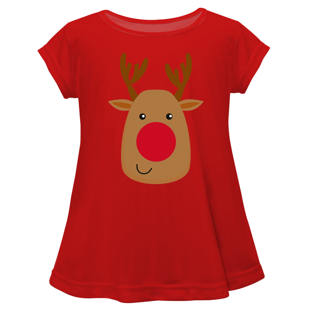 Girls red and brown rudolph blouse with monogram - Wimziy&Co.