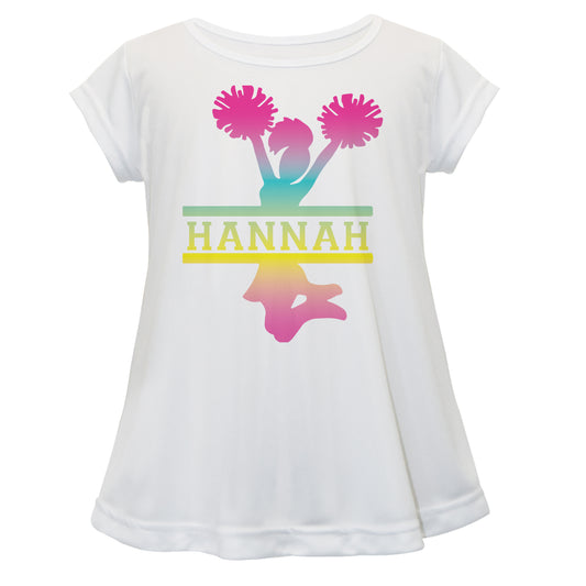 Colored Silhouette Cheer Name White Short Sleeve Laurie Top