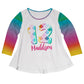 Squama Rainbow Personalized Name and Your Age White Long Sleeve Laurie Top