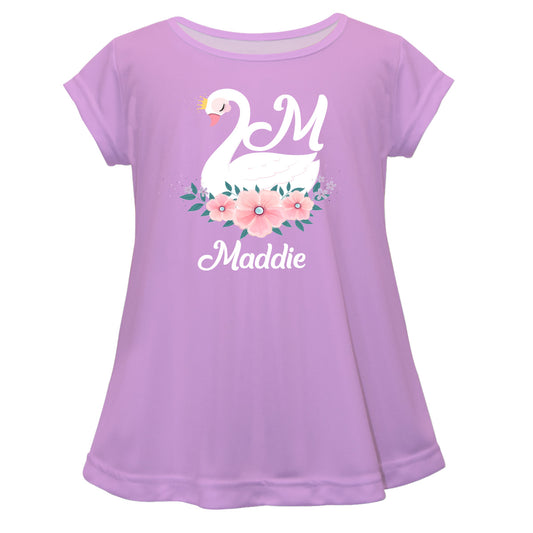 Swan Initial and Name Purple Short Sleeve Laurie Top