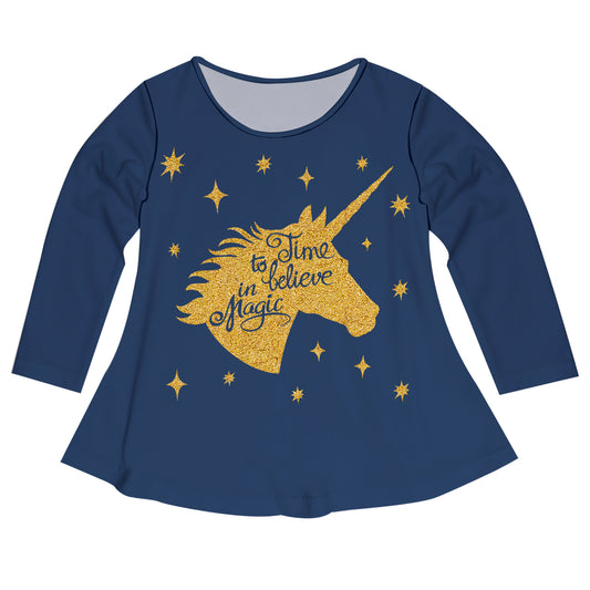 Time To Believe In Magic Navy Long Sleeve Laurie Top