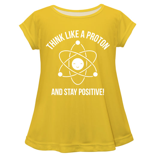 Think Like A Proton And Stay Positive Yellow Short Sleeve Laurie Top