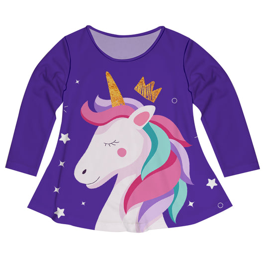 Unicorn And Crown Purple Long Sleeve Laurie Top