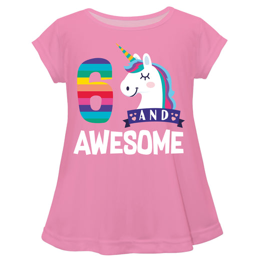 Unicorn Personalized Your Age and Awesome Pink Short Sleeve Laurie Top