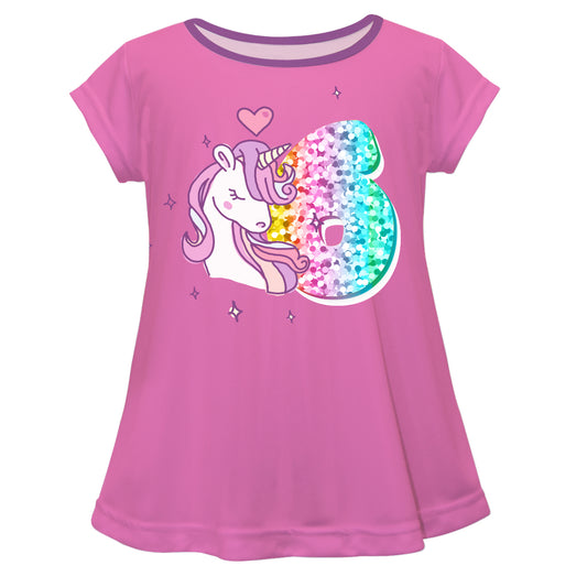 Unicorn and Personalized Your Age Pink Short Sleeve Laurie Top