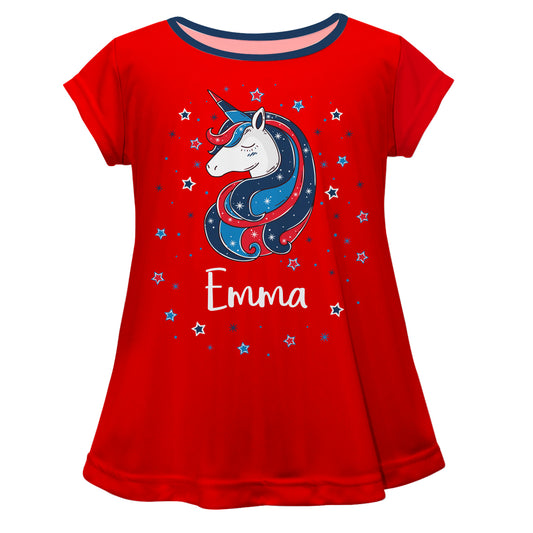 Unicorn Name Red Short Sleeve Laurie Top